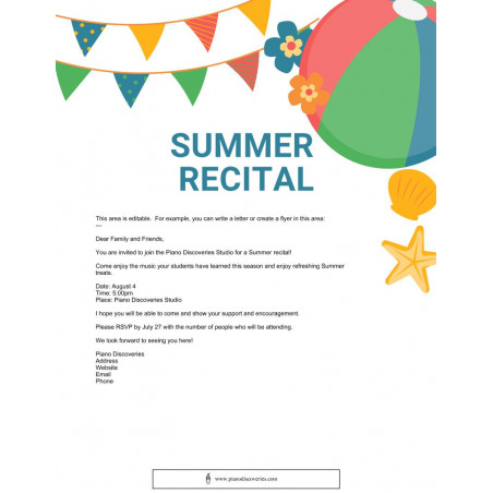 Summertime Recital Party Pack