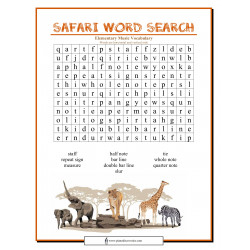 Safari Elementary Word Search