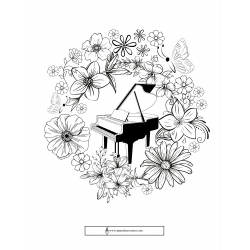 Spring Piano Coloring Page