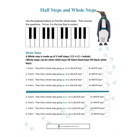 Half Steps and Whole Steps Worksheet
