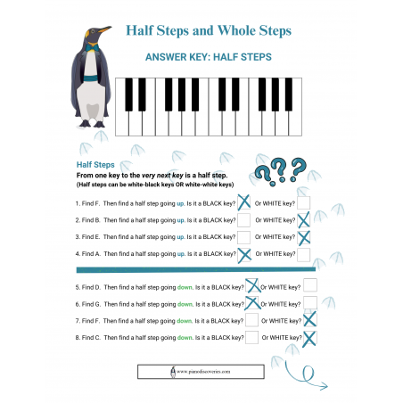 Half Steps and Whole Steps Worksheet