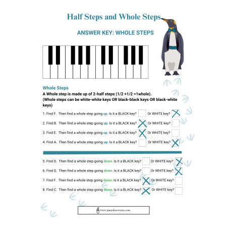 Half Steps and Whole Steps Worksheet