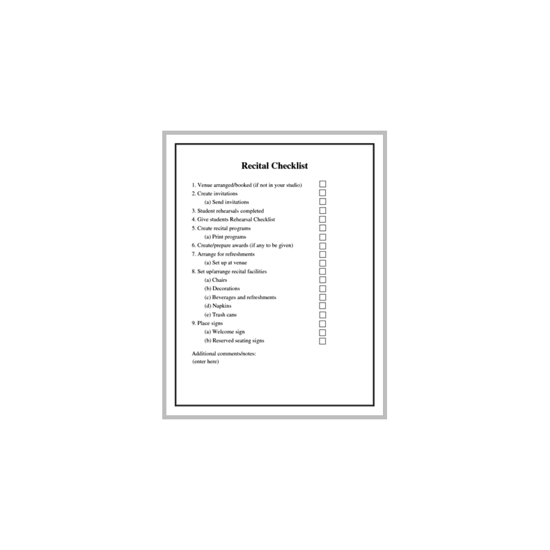Recital Checklist