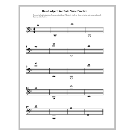 Bass Ledger Line Note Name Practice