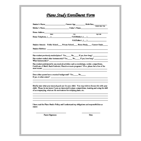 Enrollment Form for Youth Students