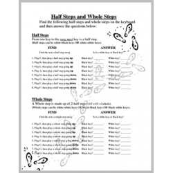 Half Steps and Whole Steps Worksheet