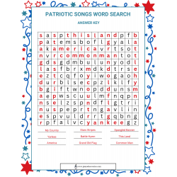 USA Patriotic Songs Word Search