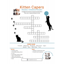 Kitten Capers Elementary Articulation & Dynamics Crossword Puzzle
