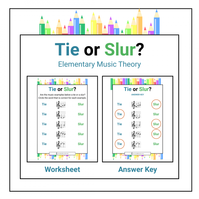 Tie or Slur? elementary worksheet
