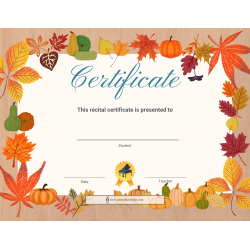 Autumn Recital Award Certificate