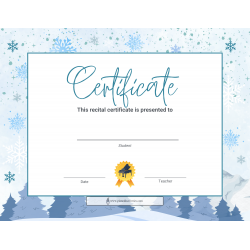 Winter Recital Award Certificates