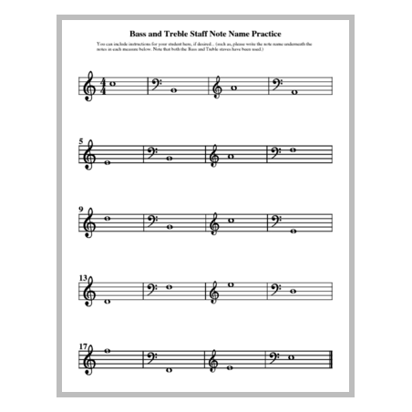 Bass & Treble Staff Note Name Practice Collection